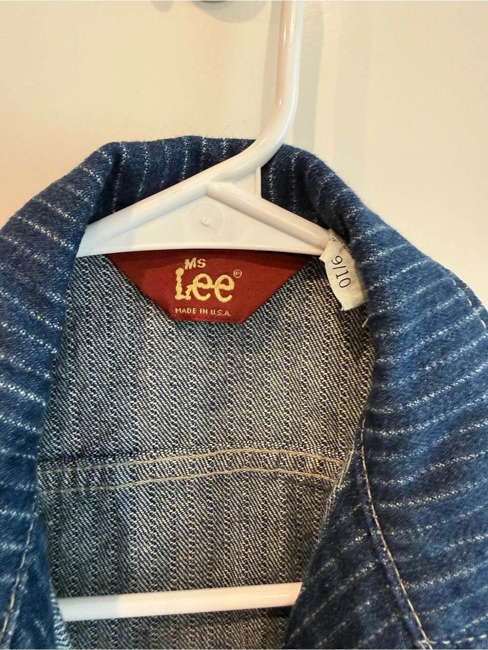 Vintage Lee Sleeveless Denim Vest in Dark Blue stripe